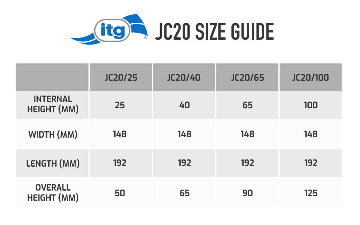 ITG Megaflow JC20 Single Carburettor Air Filter Size Chart