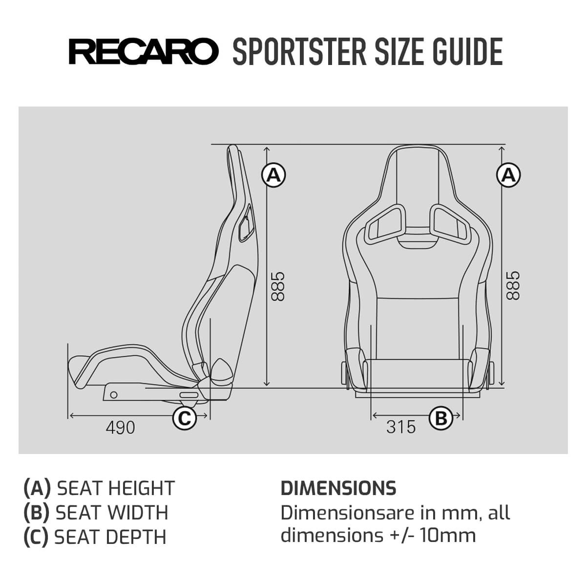Recaro Sportster CS Office Chair Size Chart